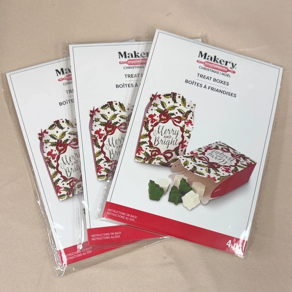 Makery Brand Merry and Bright Red Christmas Treat Boxes 12 pieces food safe new